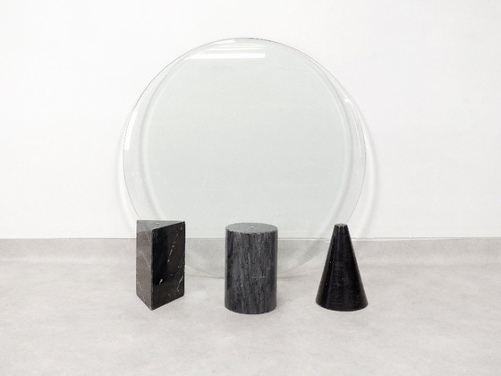 Image 1 of Table basse vintage italienne en marbre avec plateau en verre