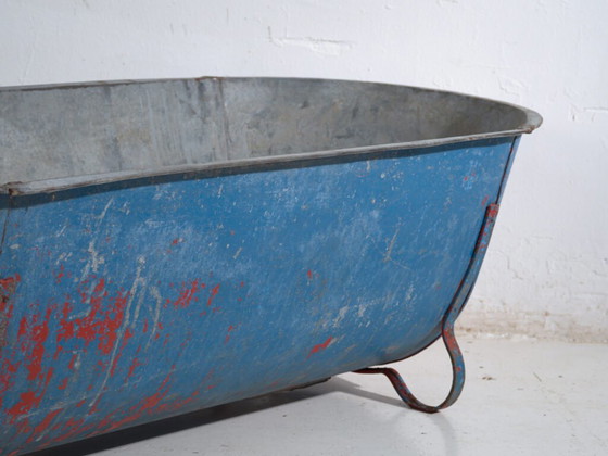 Baignoire ancienne en zinc galvanisé – Bac industriel européen – circa 1900 #1 – Cache pots, Iron, Rustic (photo 20 of 39)