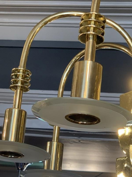 Lustre Art Déco en Laiton et Verre par Gio Ponti pour Emilio Lancia / Fontana Arte, années 1930 – Bronze (photo 7 of 18)