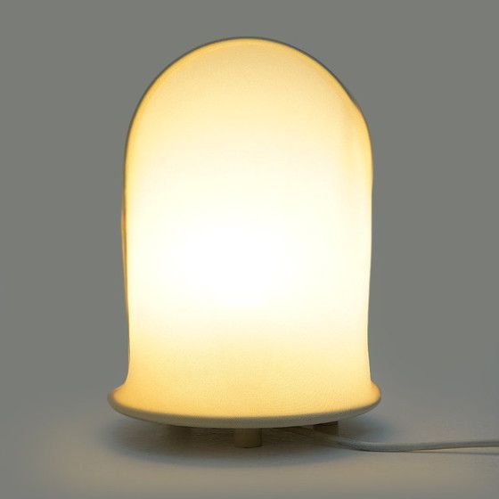 Image 1 of Lámpara de sobremesa con pantalla de tela, años 70