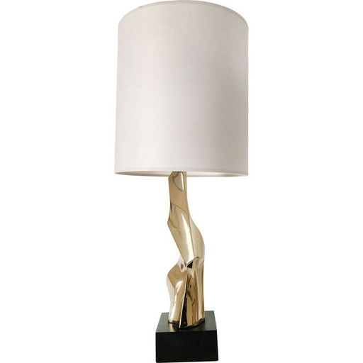 Vintage Laurel gold-tinted nickel lamp by Richard Barr, USA 1969