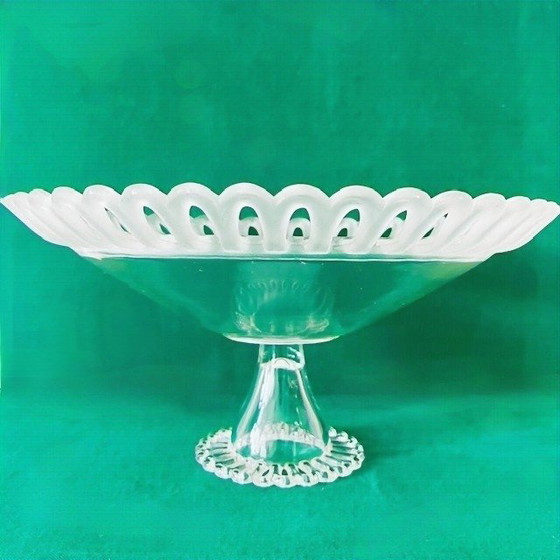 Image 1 of Ciotola per frutta e dessert in cristallo vintage di metà secolo con piede, cristallo anni '60