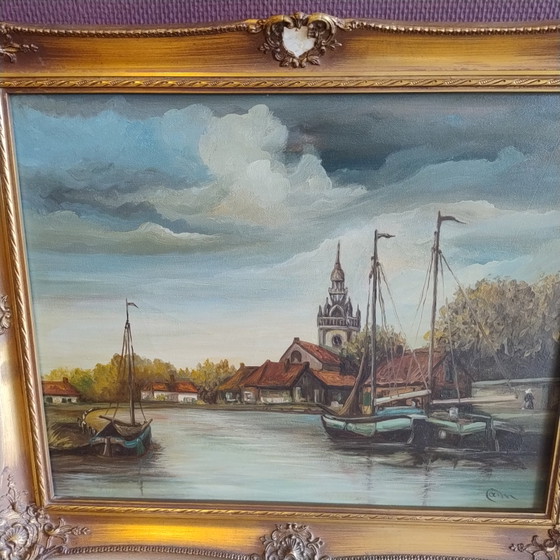 Image 1 of Oil painting in a beautiful frame (with damage)