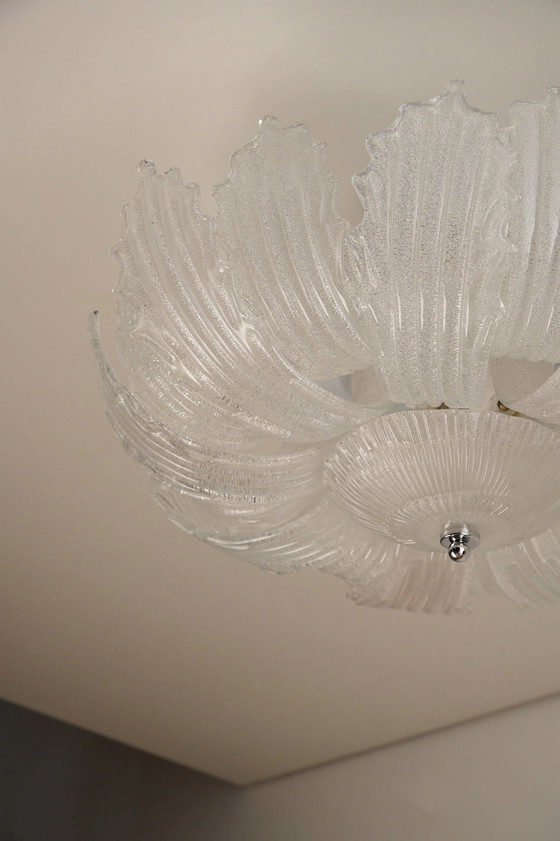 Plafoniera Murano Bianca Granilia in Vetro a Foglia, Plafoniere, Metallo, Bianco (foto 9 di 9)