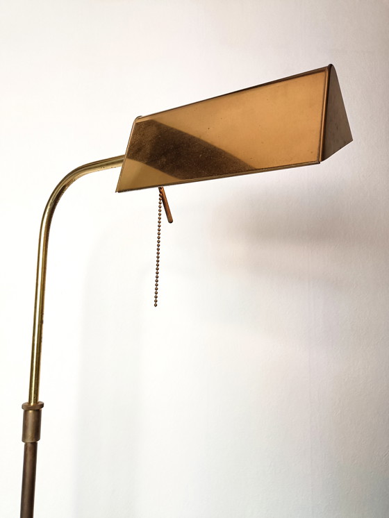 Image 1 of Vintage messing leeslamp vloerlamp goudkleurig 