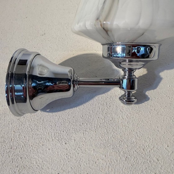 Image 1 of Wall lamp with pointed glass marbled shade