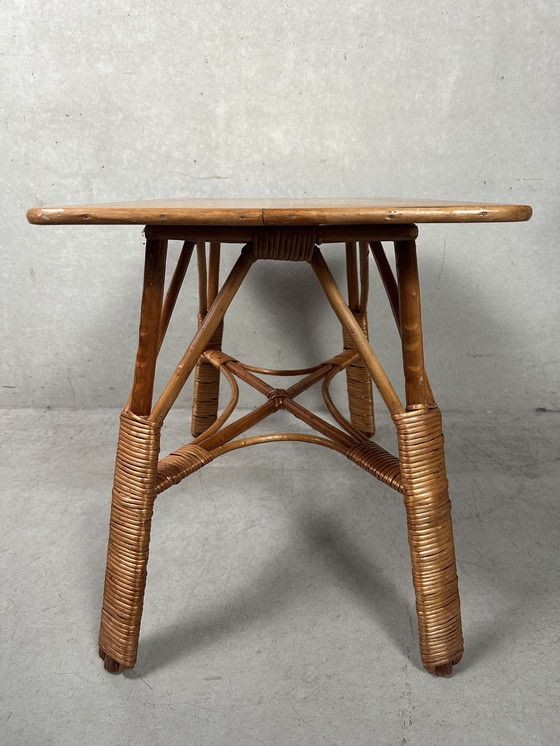Image 1 of Vintage rattan table - boho