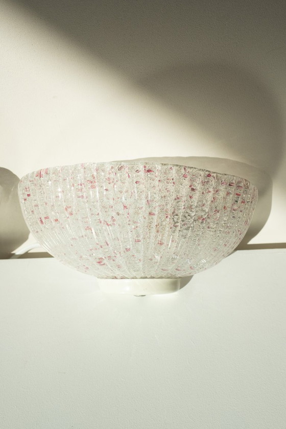 Image 1 of Set di 2 lampade da parete vintage in Murano con macchie rosa