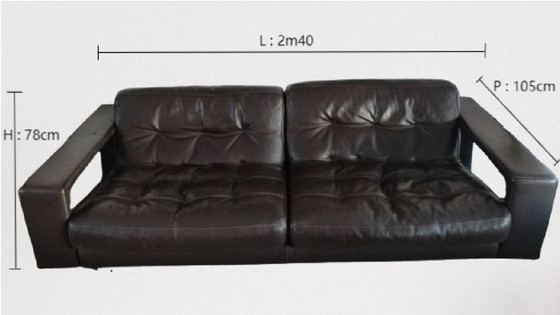 Image 1 of Set da soggiorno (divano + poltrone) in pelle di design – Steiner Paris – base in alluminio – anni '70/'80