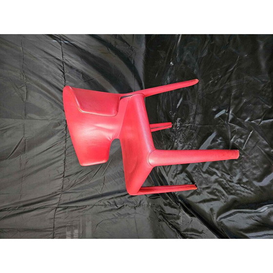 Image 1 of Set of 6 vintage red Hola 367 model chairs by Hannes Wettstein for Cassina