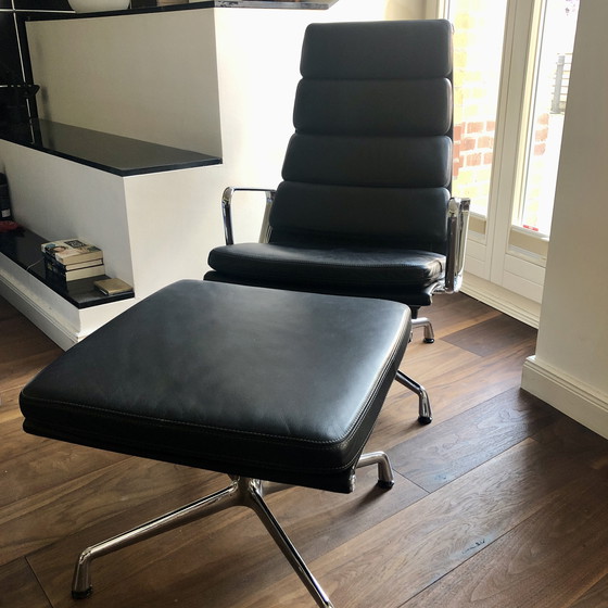 Image 1 of Vitra Eames Soft Pad Chair Lounge EA 222 & 223 chrome premium leather