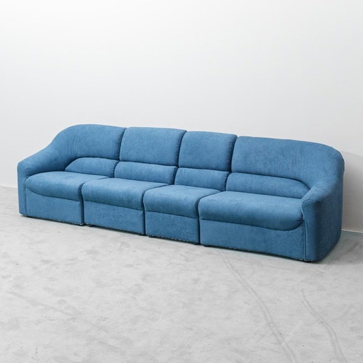 Blaues Viersitzer-Sofa aus den 1970er Jahren – Italienisches Vintage-Design