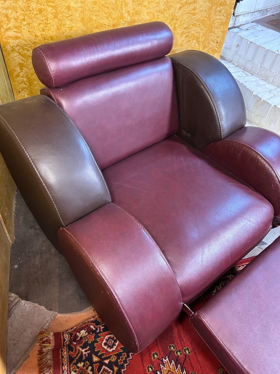 Image 1 of Vintage lederen fauteuil in art-decostijl - Racer geïnspireerd ontwerp comfort, vakmanschap