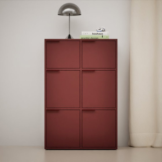 Image 1 of Tylko Chest of Drawers in Burgundy Red with Doors and Drawers