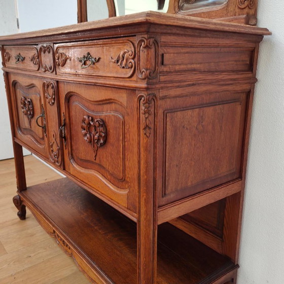 Credenza antica vintage, comò, credenza con vetrina con piano in marmo – Credenze con vetrina, Legno (photo 7 of 18)