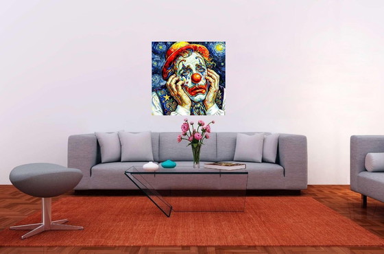Image 1 of Acrylverfschilderij op canvas "Droevige clown van Van Gogh" / 60x60 cm