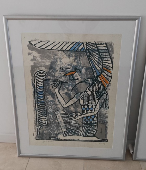 Image 1 of 2x Zeefdruk Carla Raadsveld in aluminium frame