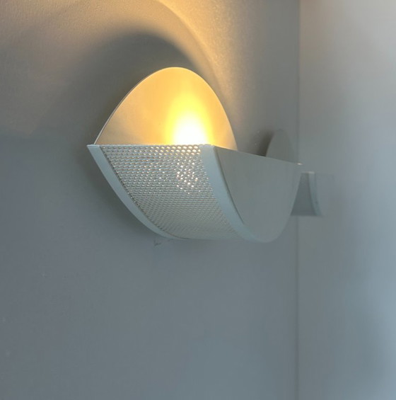 Image 1 of Coppia di applique vintage in metallo traforato bianco, Francia 1980