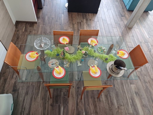 Glass and wood table
