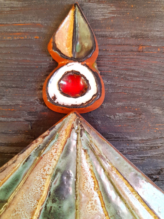 Image 1 of Pannello in legno e ceramica di Roland Zobel, 1970