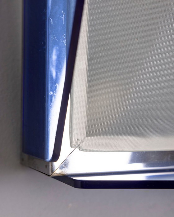 Image 1 of Vintage plafondlamp van blauw glas uit de jaren 70, Italiaans design.