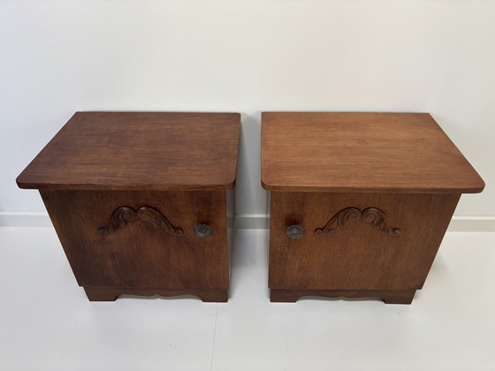 Image 1 of 2 comodini Mid-Century in rovere impiallacciato