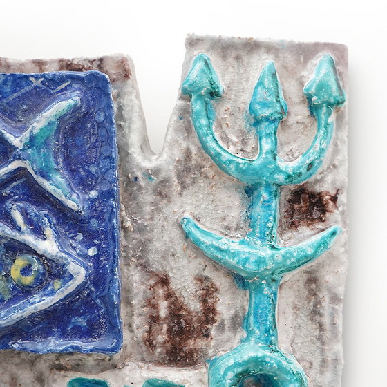 Image 1 of Glazed Ceramic Panel with a Marine Theme, 1960s