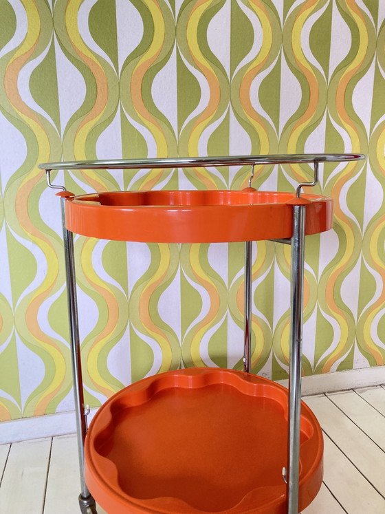 Image 1 of Vintage jaren 70 kunststof theewagen, trolley, bijzettafel 