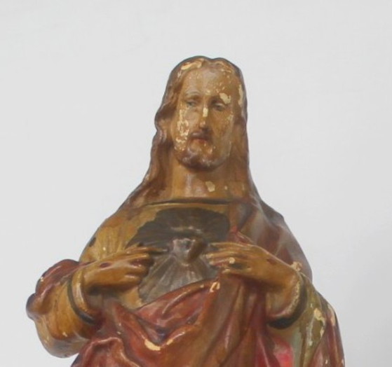 Image 1 of Devoción de Cristo al Sagrado Corazón. Antigua, 49 cm de alto.