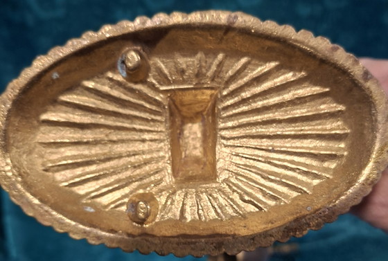 Image 1 of Lampe à huile décorative Art nouveau en bronze – vers 1900 – à motifs animaliers sculptés