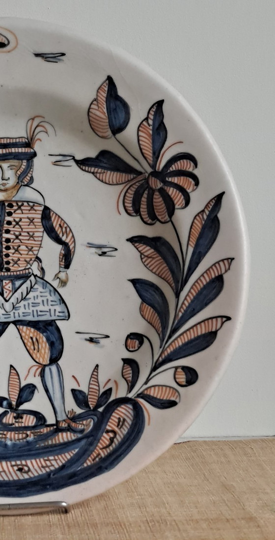 Coppia di grandi piatti da parete in ceramica spagnola fatti a mano – 33,5 cm. – Decorazioni murali (photo 7 of 10)