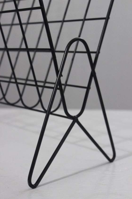Image 1 of vintage wire magazine rack, modernist design