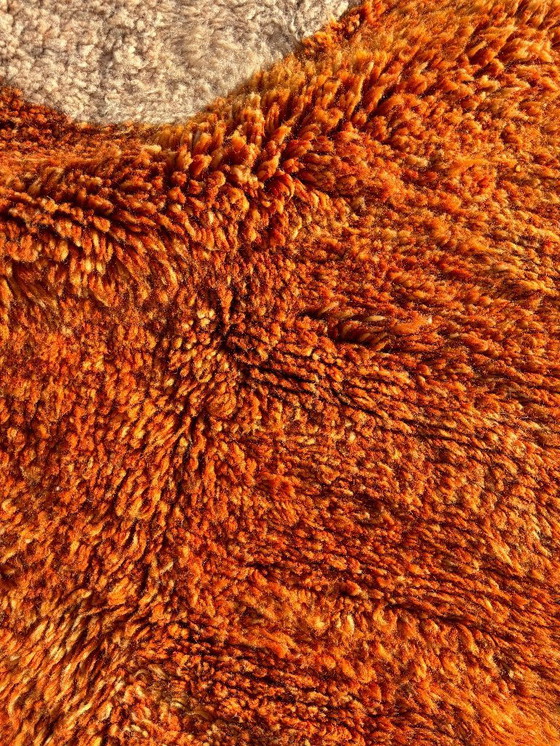 Image 1 of Moroccan Mrirt Rug Handmade Wool 200x300 cm – Modern Berber Rug – Cream Orange Yellow Area Rug – Contemporary Deco