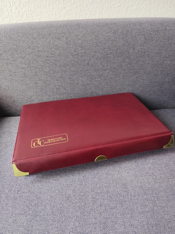 Image 1 of TCC Elegant Game Collection • Luxury Game Box Red/Gold • Chess Checkers Rummy