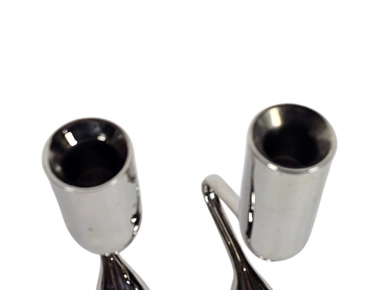 Image 1 of Menu Denmark - Mikaela Dorfel - 'Twist' candlesticks (2) - chromed steel - 2008