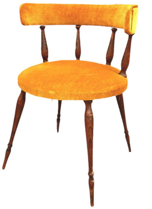 Poltrona gondola color senape in stile Helmut, 46x70 cm, Retro – fauteuils, Velvet, Wood