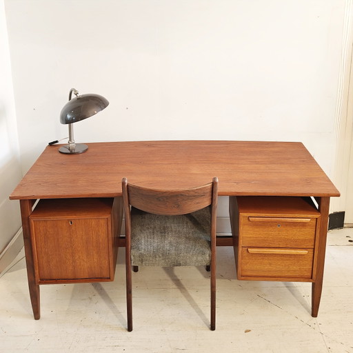 Teak desk boomerang desk