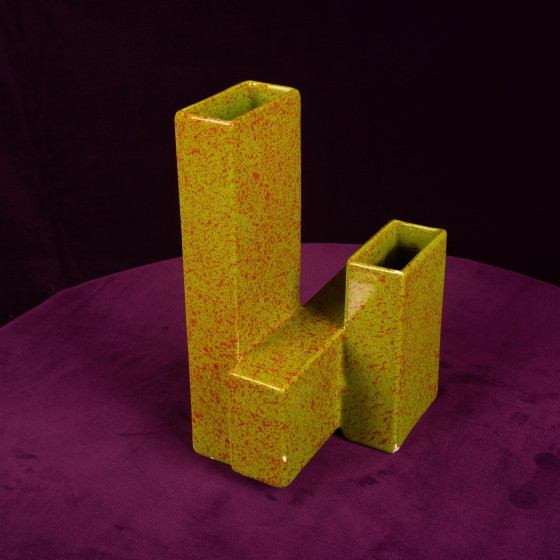 Geometrische dubbelkoloms keramische vaas Space Age, Italië 1970 – Plantenbak, Ceramic (photo 11 of 20)