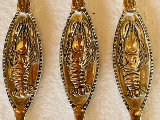 Image 1 of Vintage, Silver-Plated Lobster Forks & Cracker by Silea, Set of 7