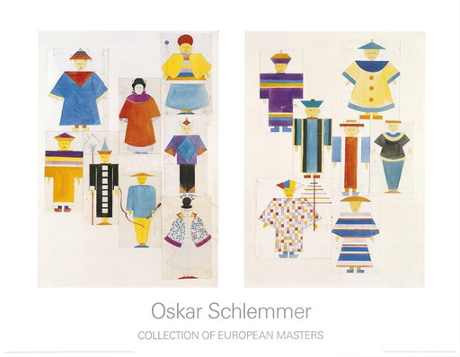 Schlemmer, Oskar - The nightingale, eight figurines, the nightingale, seven figurines - Art print