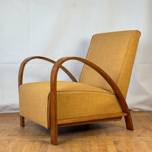 Volledig gerestaureerde Franse art deco fauteuil 1960