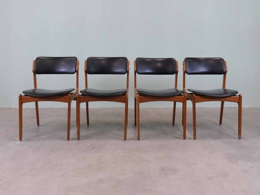 Set di 4 sedie vintage in teak danese Erik Buch Od49 