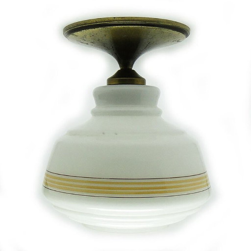 Lámpara colgante de mediados de siglo de Polam, década de 1970. – hanglampen, Glass, Metal