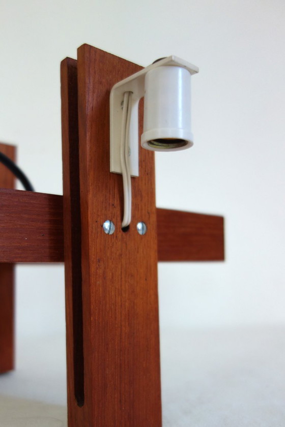 Image 1 of Lampadario scandinavo in perspex e teak, anni '60/'70
