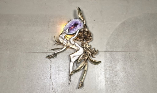 XL Illuminated amethyst wall sculpture by Marc D'Haenens, 1970s