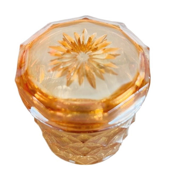 Image 1 of Artdeco carnival kristal sieradendoos iriserend oranje 1930's