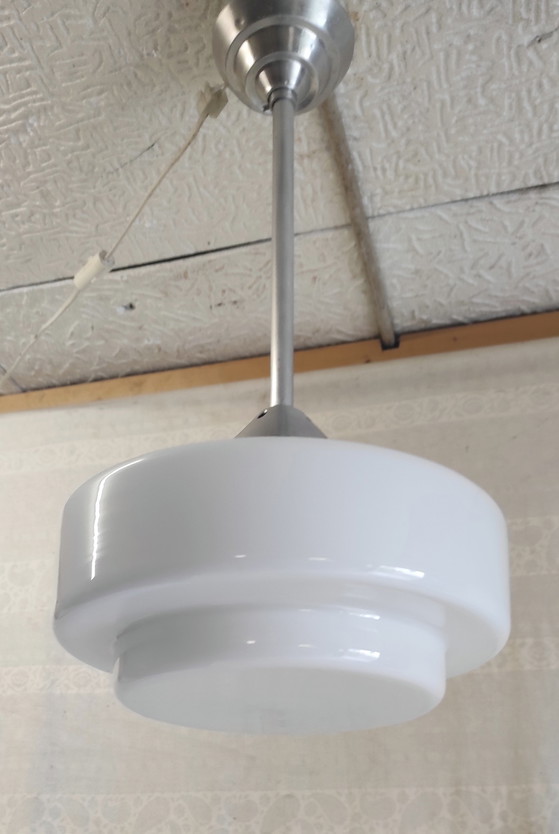 Image 1 of Suspension Art-déco globe opaline XL - mid. XXeme