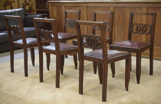 Ensemble de 6 chaises en chêne des années 1950. – Chaises de salle à manger, Vintage (photo 7 of 12)