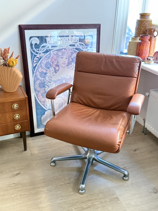 Poltrona da ufficio o sedia da ufficio in pelle vintage Girsberger