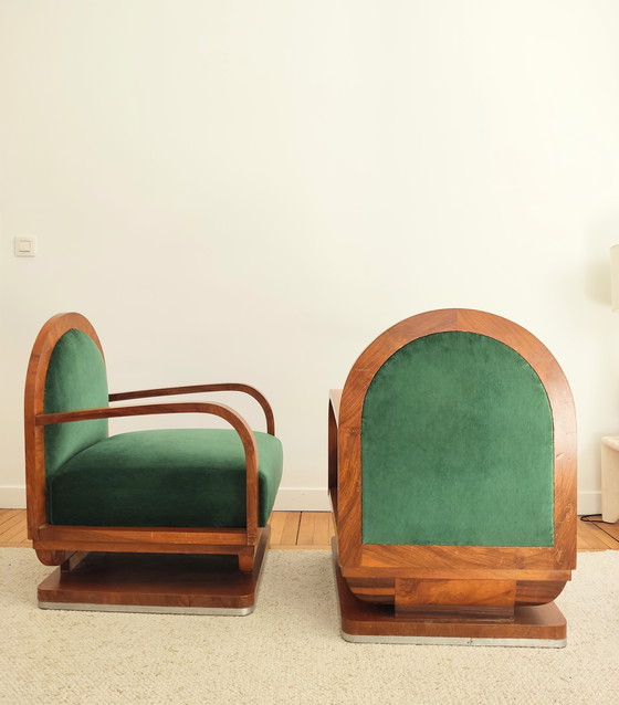 Image 1 of Pair of art deco armchairs